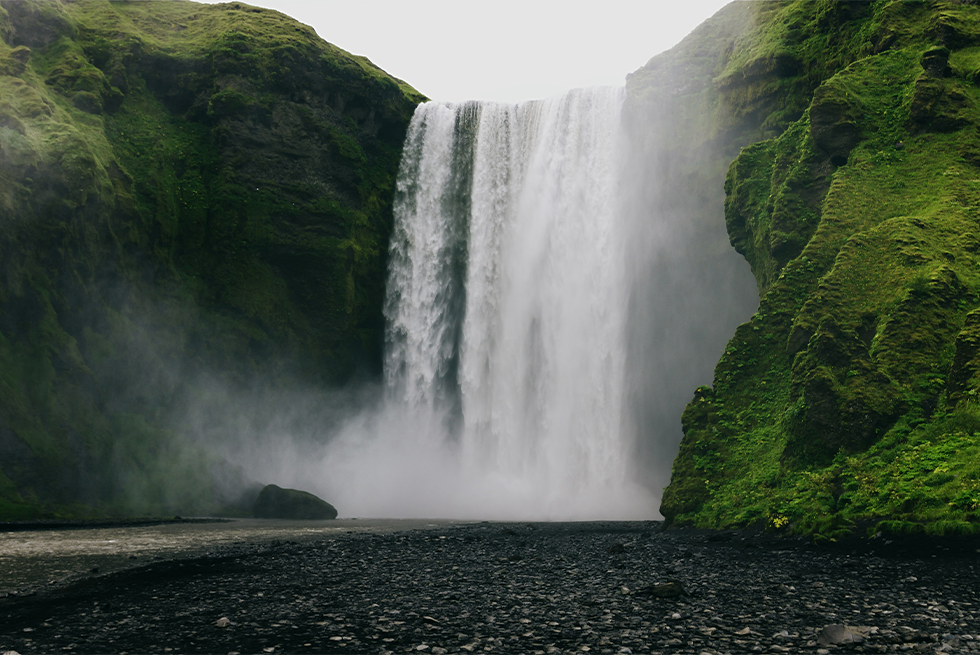Iceland summer landscapes Gullfoss Skogafoss